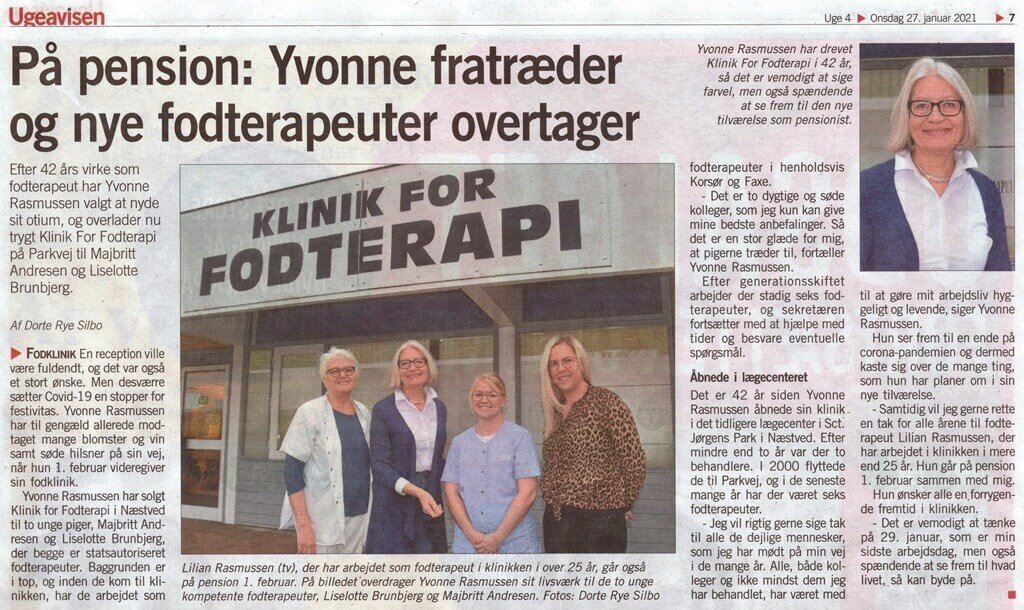 Ny ejer hos Klinik for fodterapi Parkvej 46B 4700 Næstved